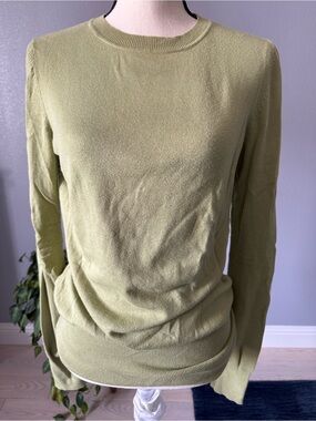 CAbi light Green Ribbed Crewneck Sweater